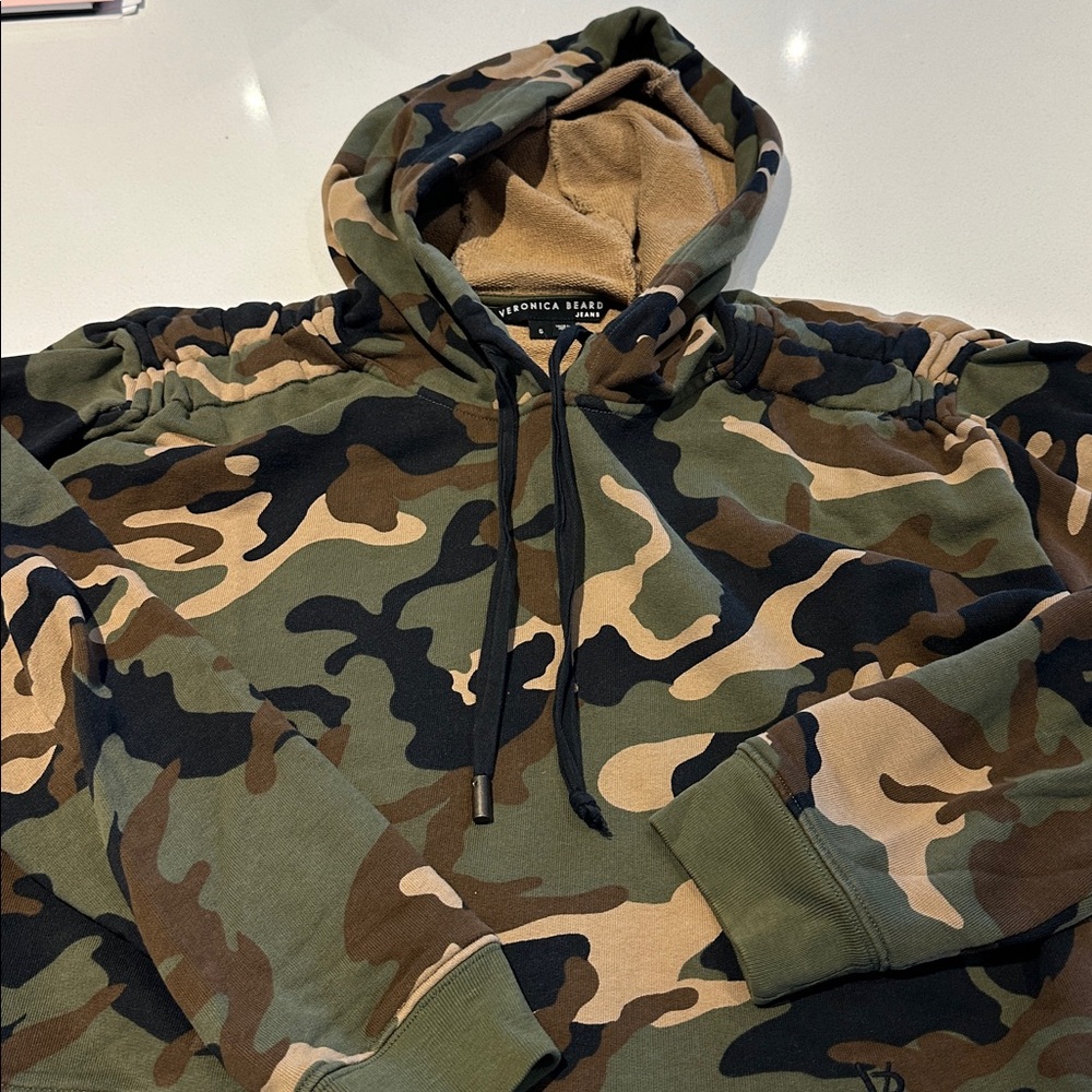 VERONICA BEARD Army Camo Loulou Hooded Sweatshirt Sz S.